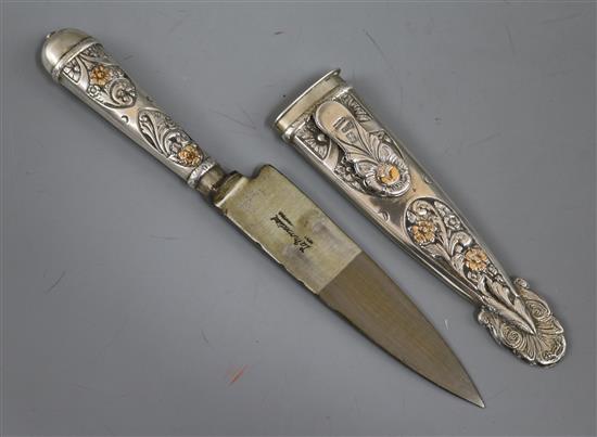 An Argentinian silver cased knife